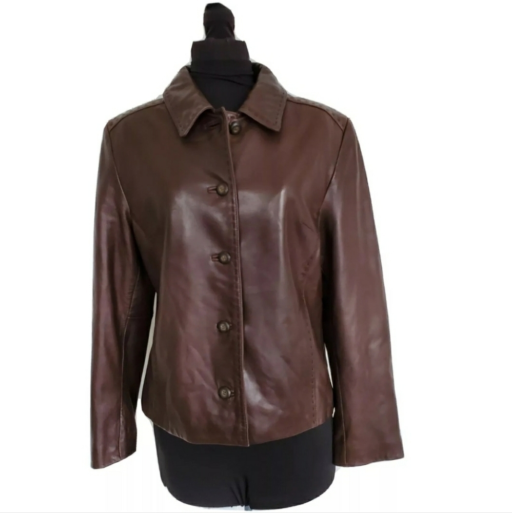 Reilly Olmes Brown Glove Leather Moto Jacket L